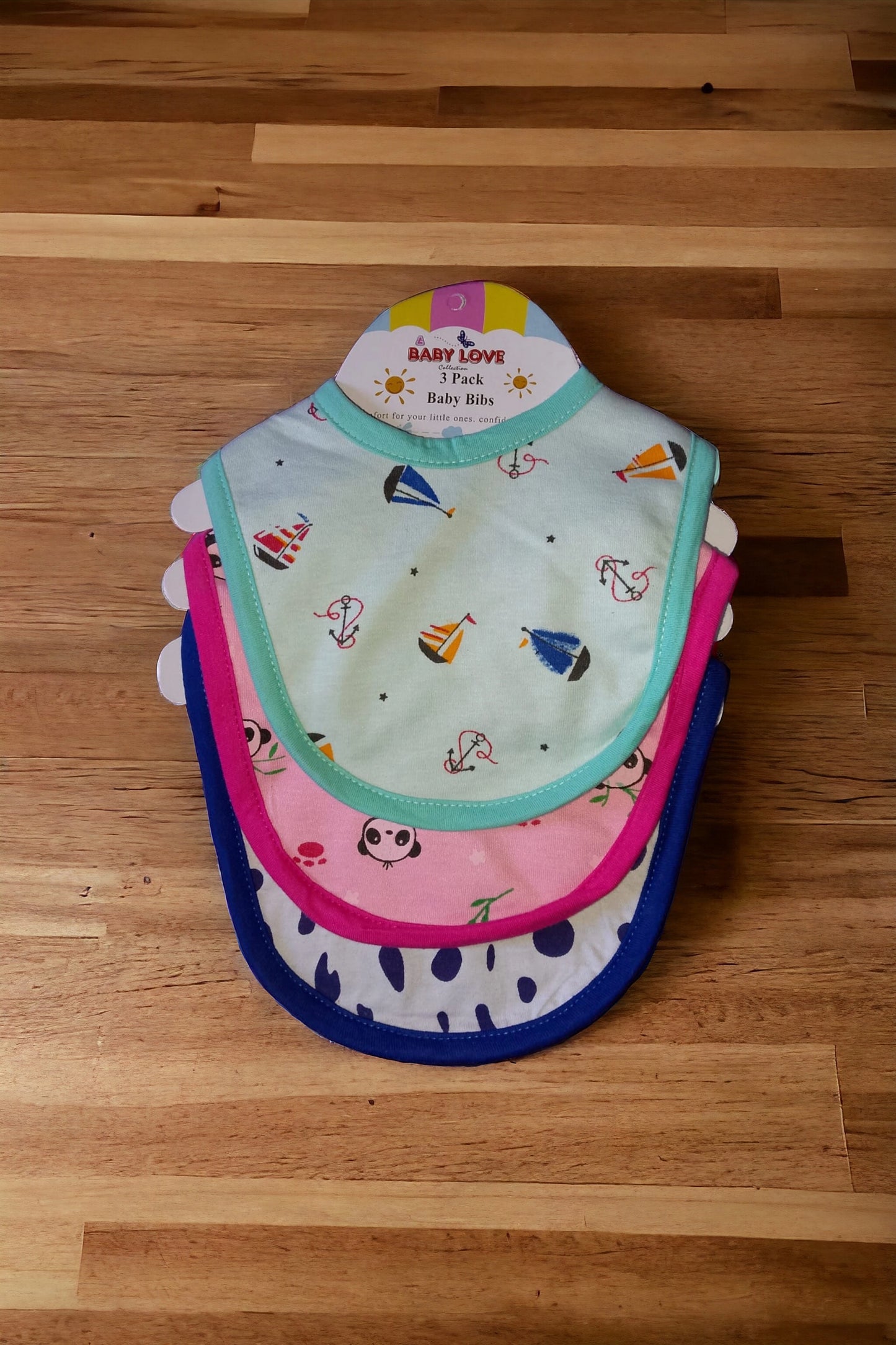 Baby Buttoned Bib (Pack Of 3) **