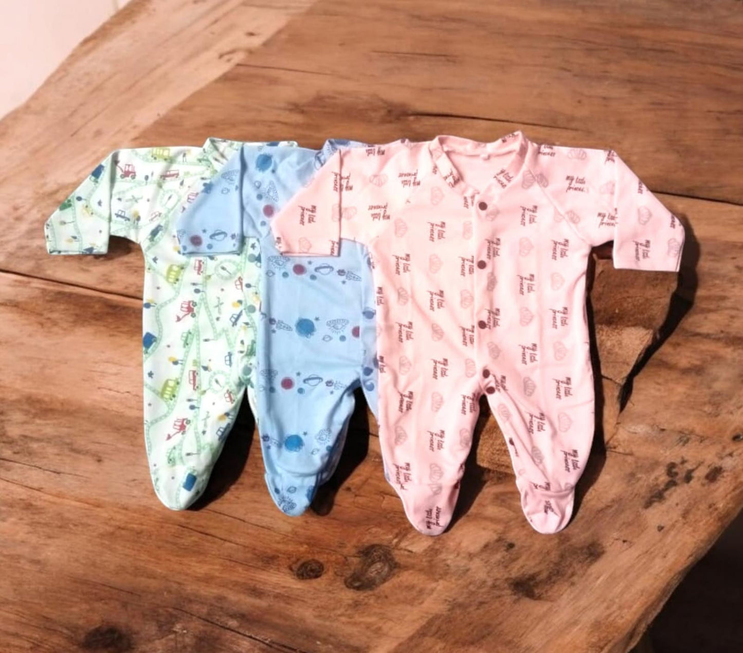 Baby Footed Rompers Pack of 3 (0 to 3 months)