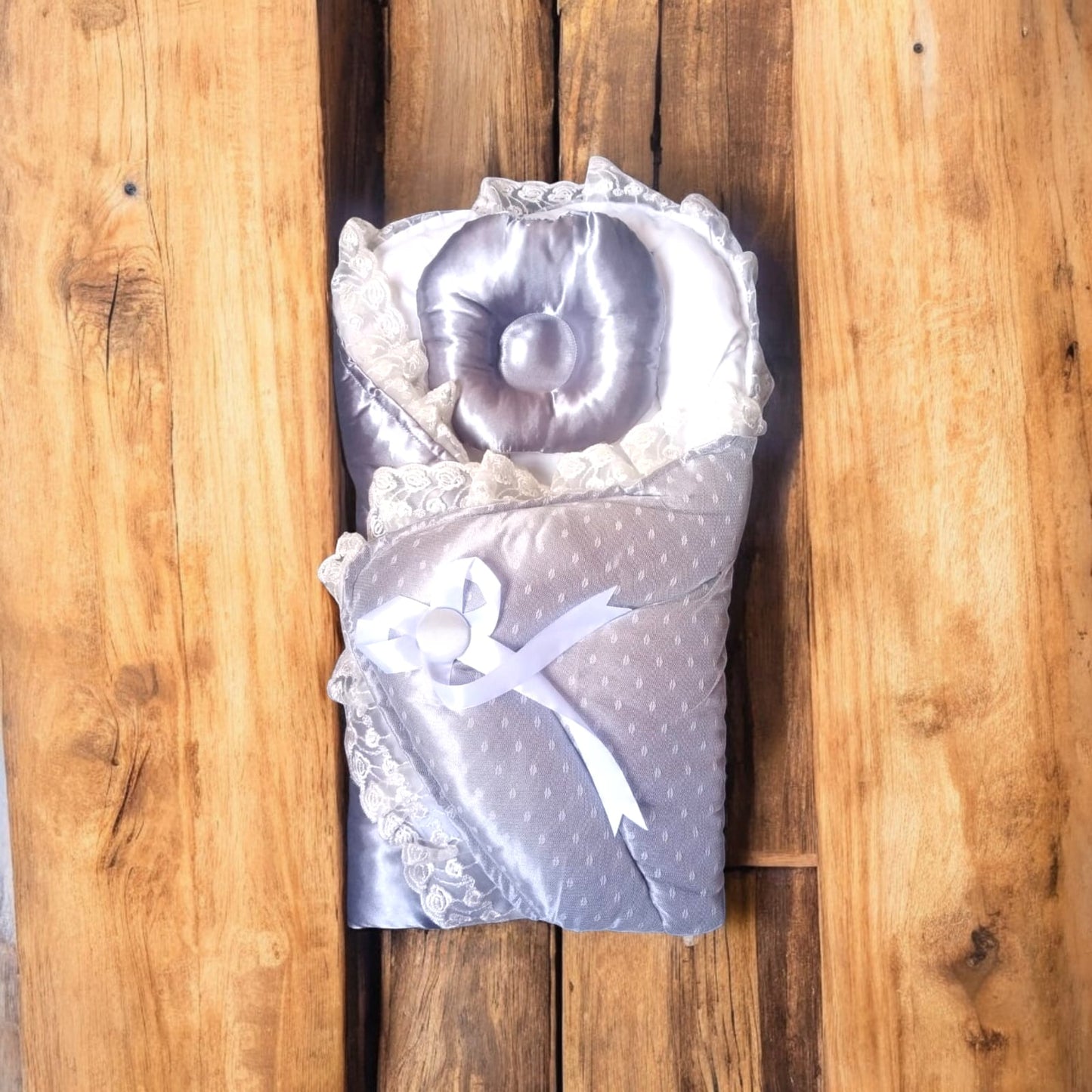 New Born Baby Bed Silk Dot Grey **