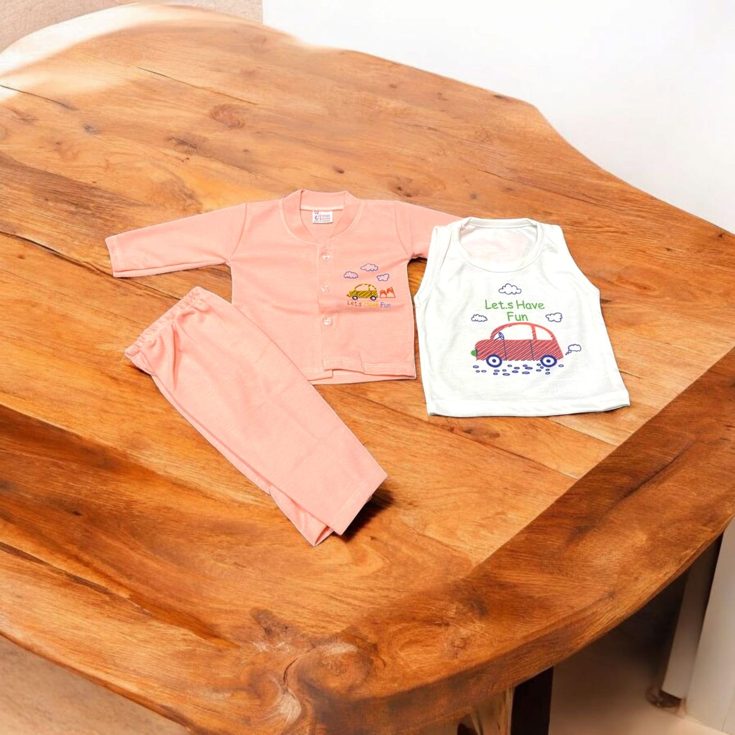 Baby Suit Lets Have Fun (1 to 6 Months) Pink **