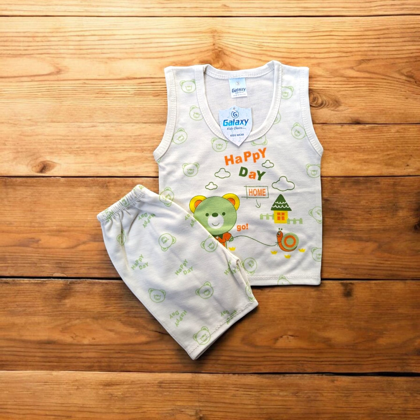 Baby Sando Suit Happy Day Green (1 to 6 Months) **