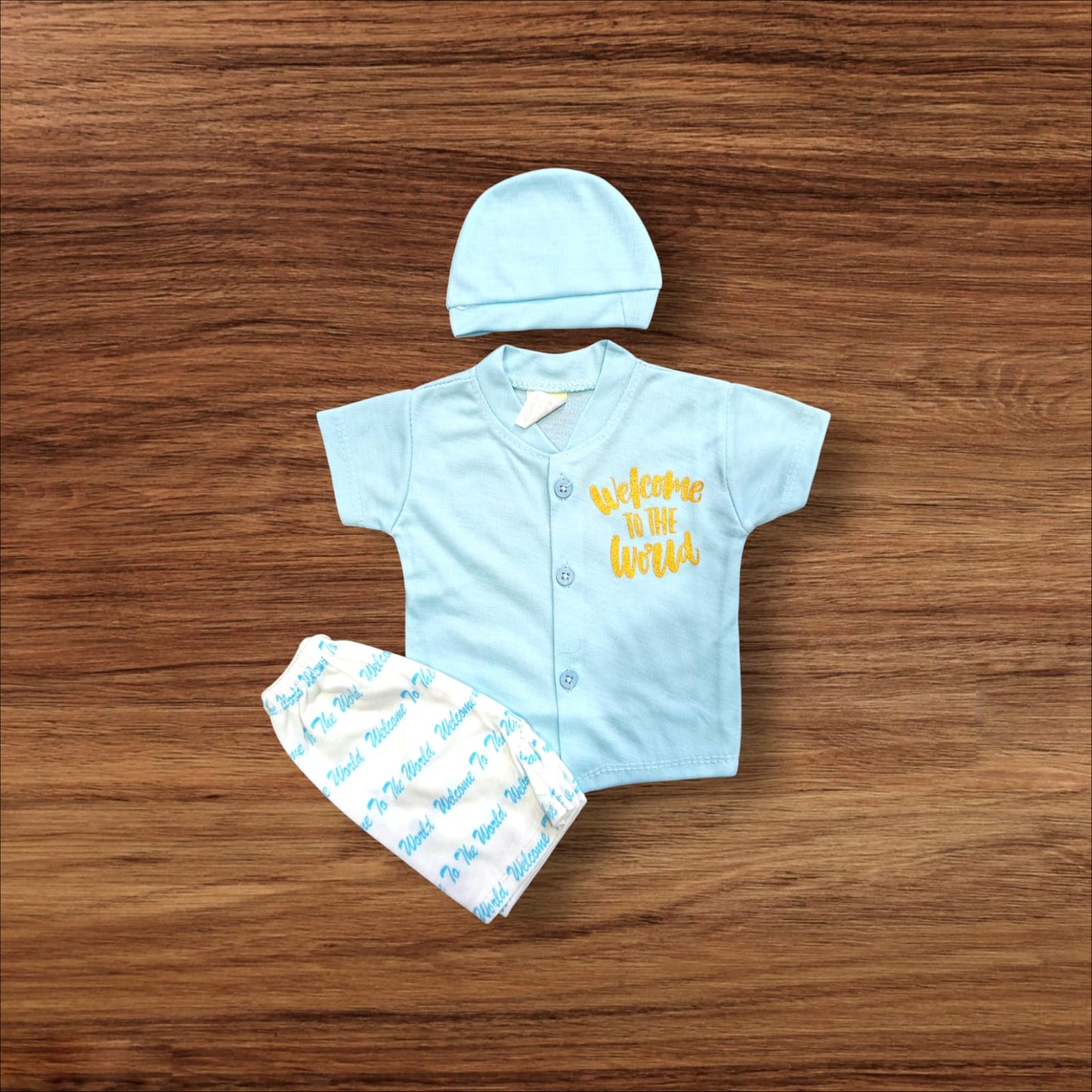 New Born Baby Suit Welcome World Light Blue **