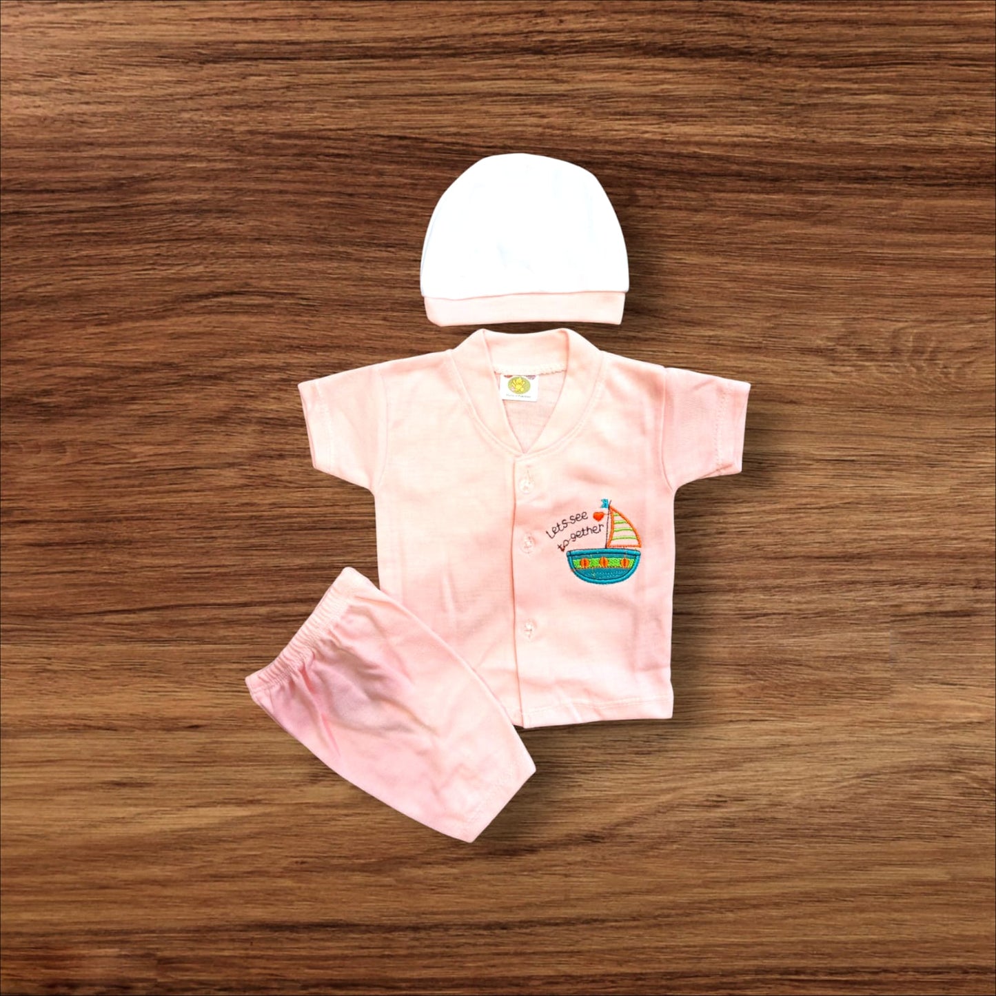 New Born Baby Suit Lets See Together Pink **