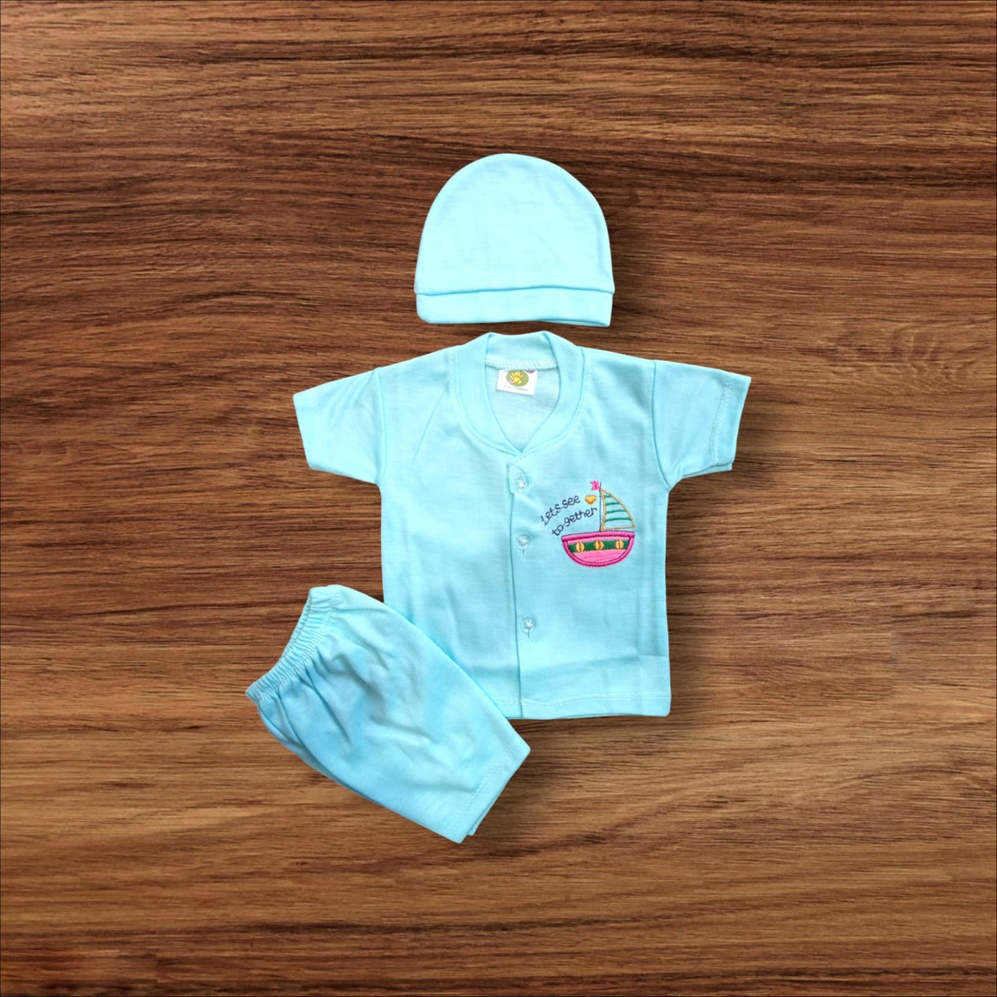 New Born Baby Suit Lets See Together Blue **