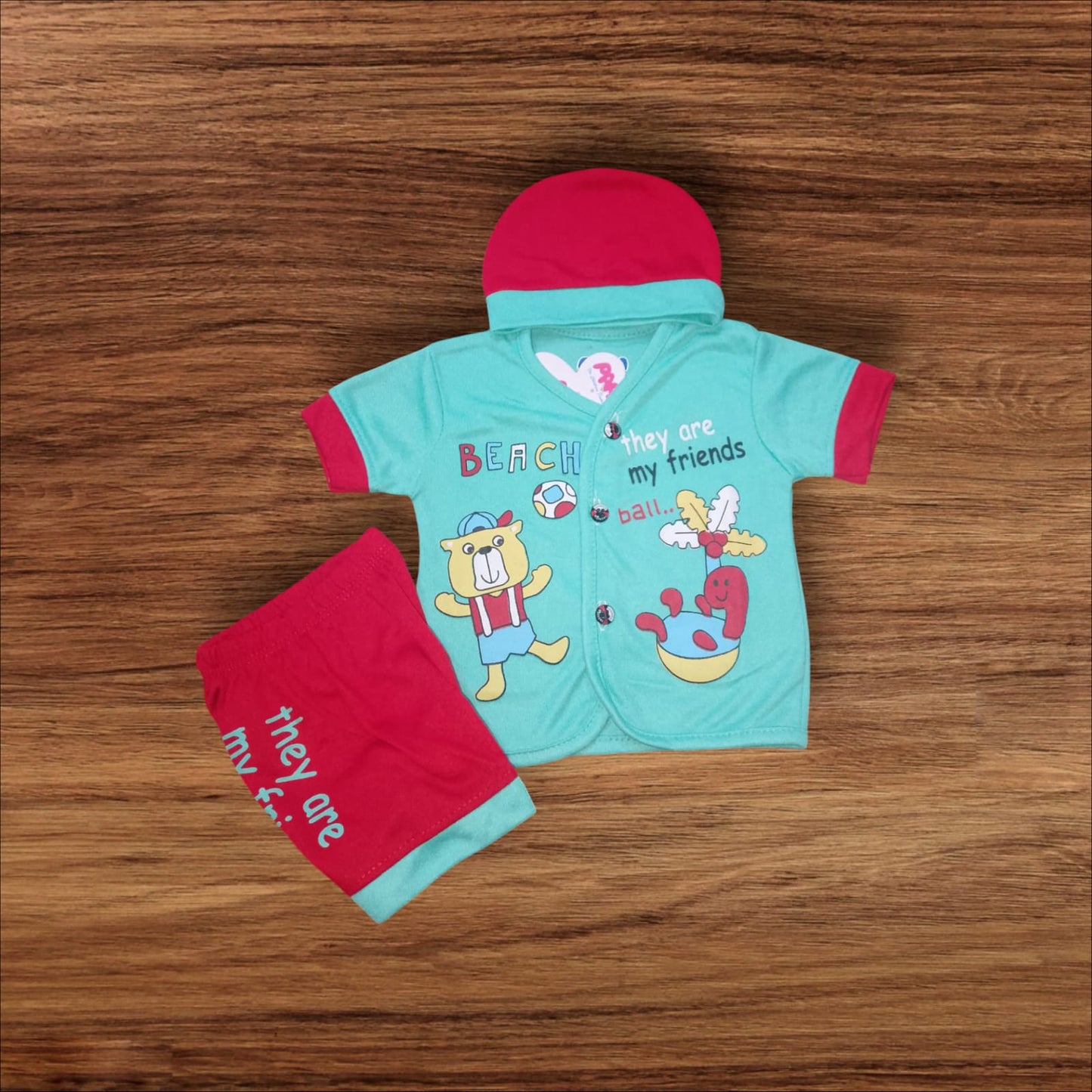 New Born Baby Suit Beach Green