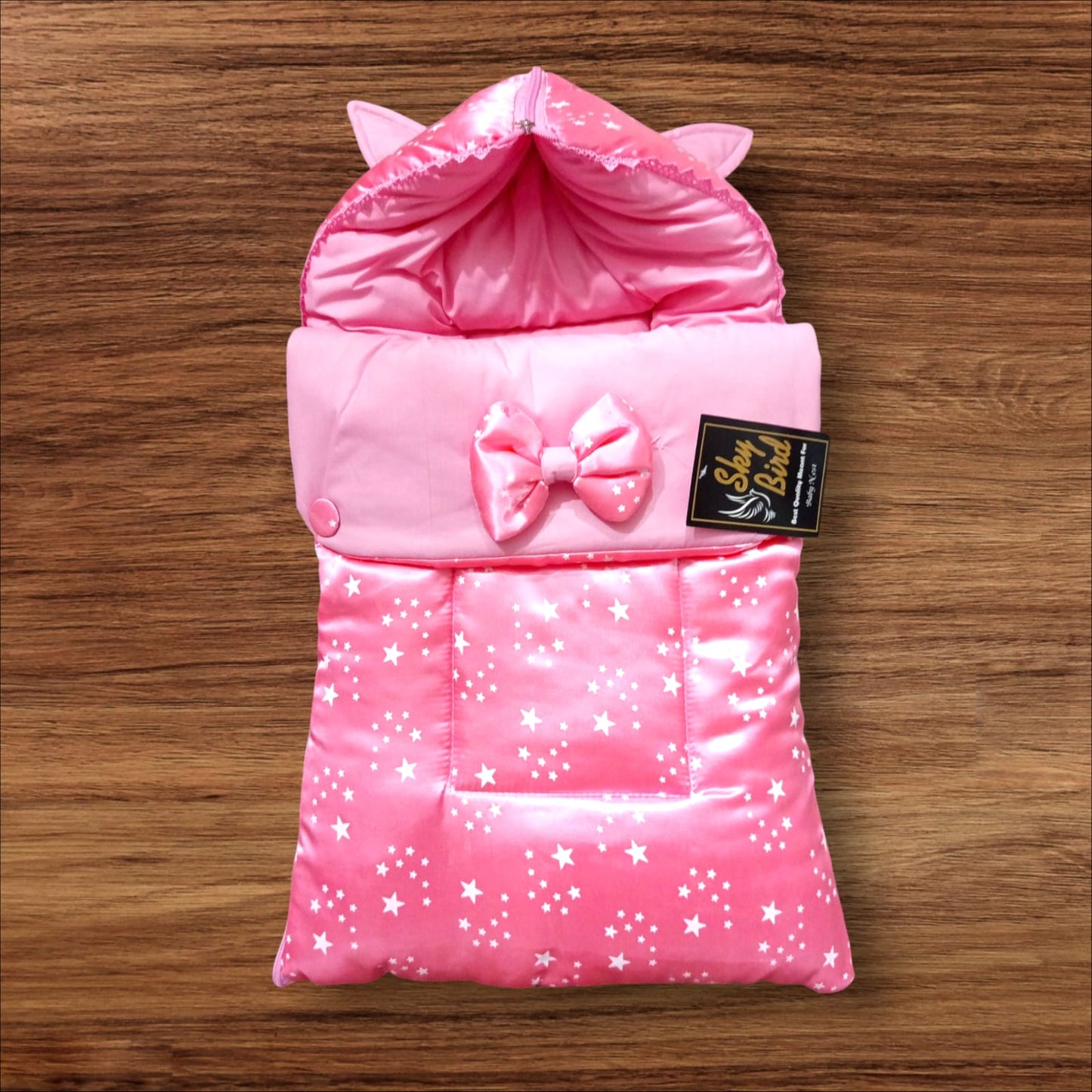 Newborn Baby Hooded Carry Nest Silk Pink