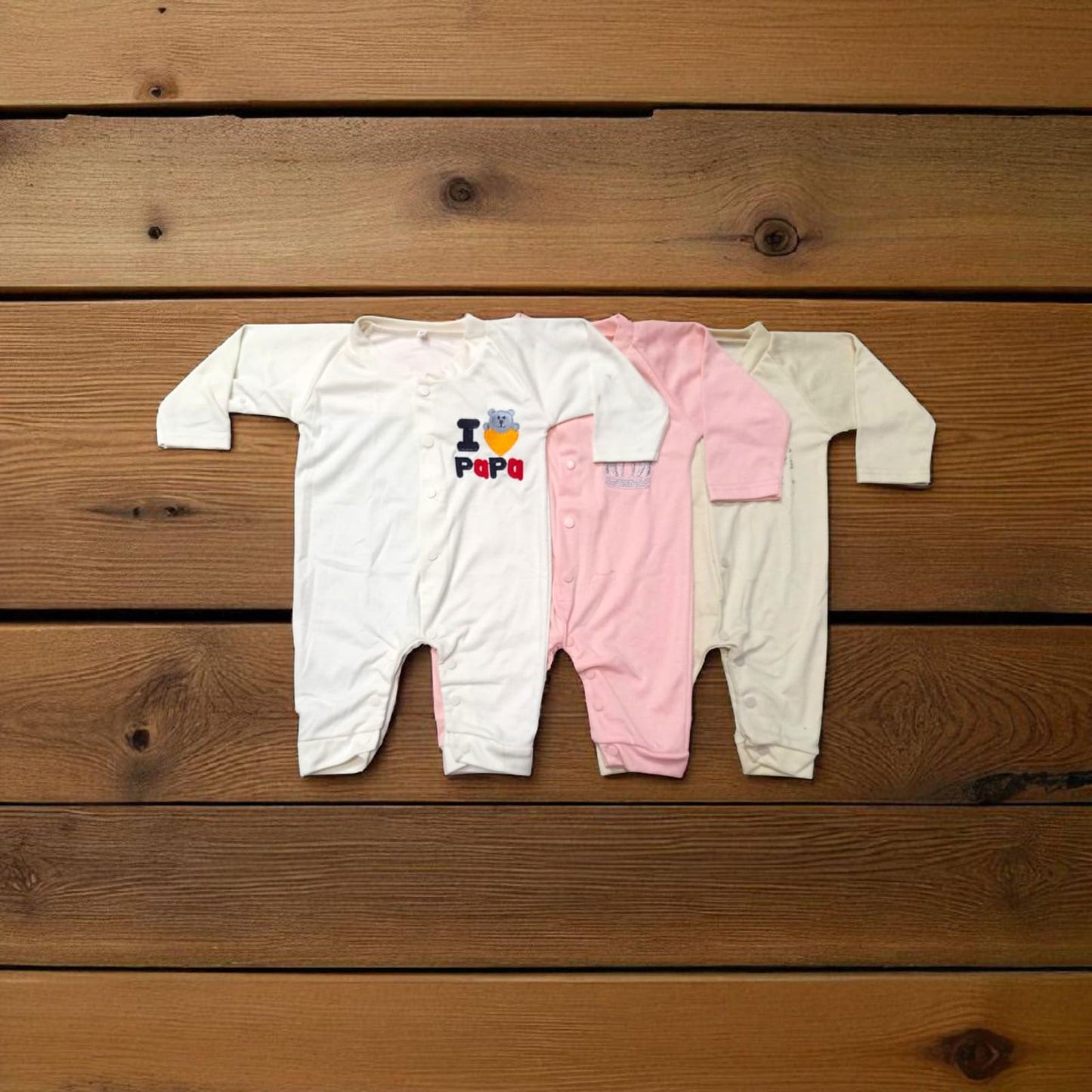 Baby Footless Plain Rompers Pack of 3 (3 to 6 months)