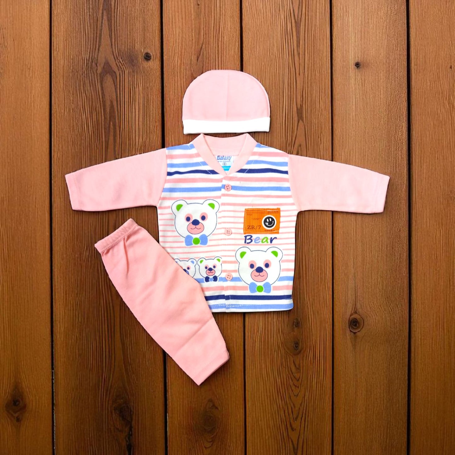 New Born Baby Suit Cam Bear Pink