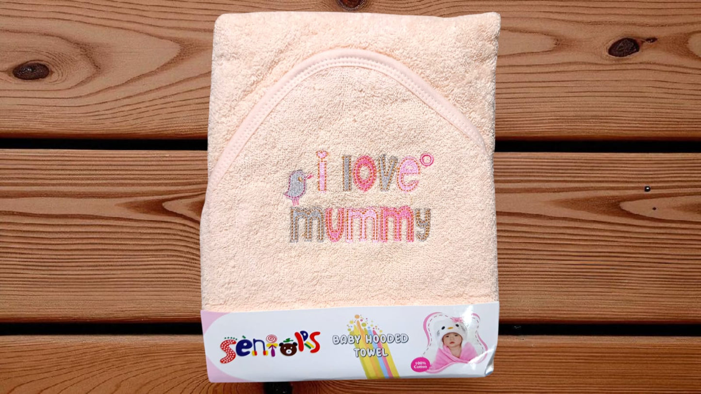 New Born baby Wrapping Towel I love Mummy Peach