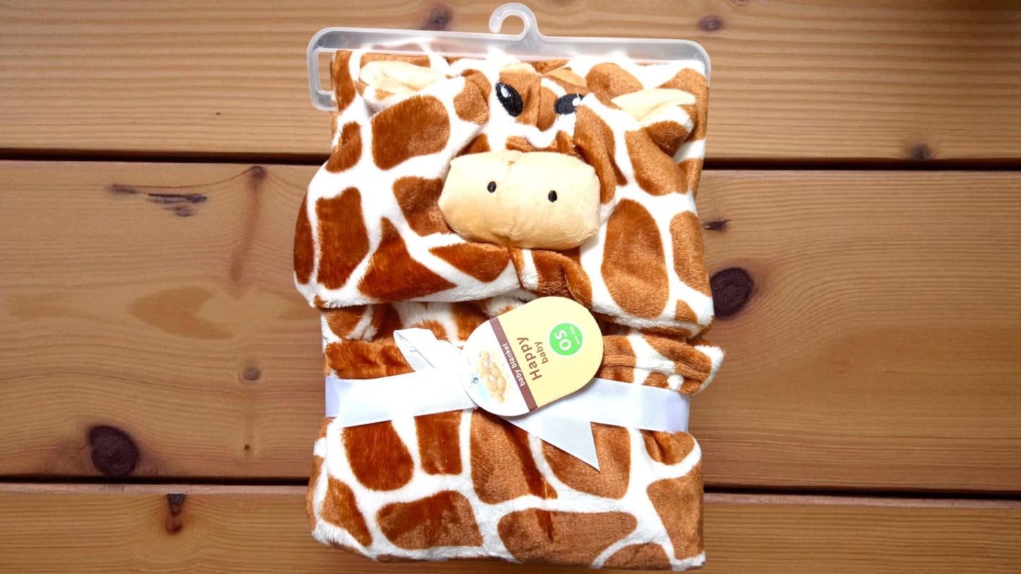 New Born Baby Character Winter Swaddle Giraffe Brown
