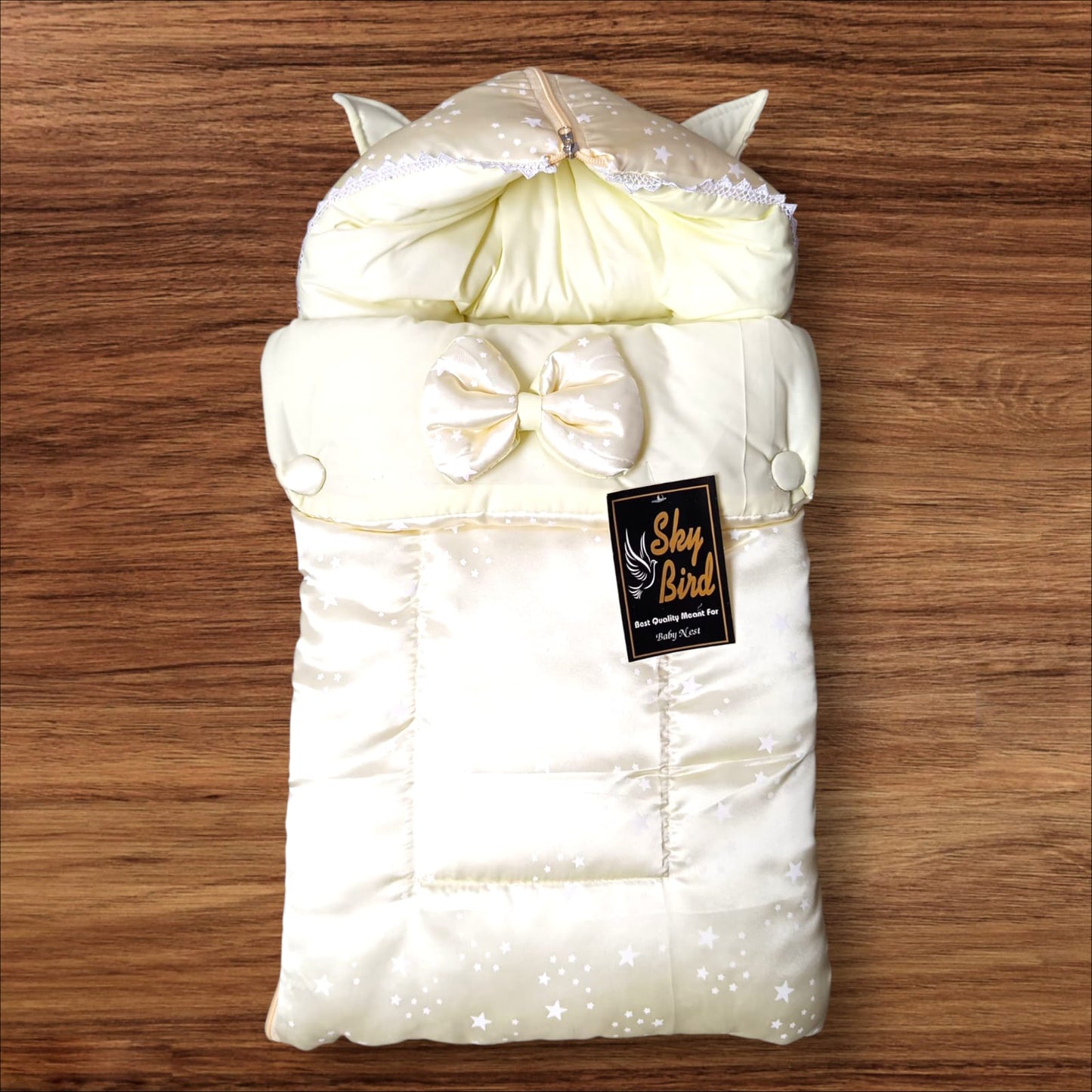 Newborn Baby Hooded Carry Nest Silk Yellow