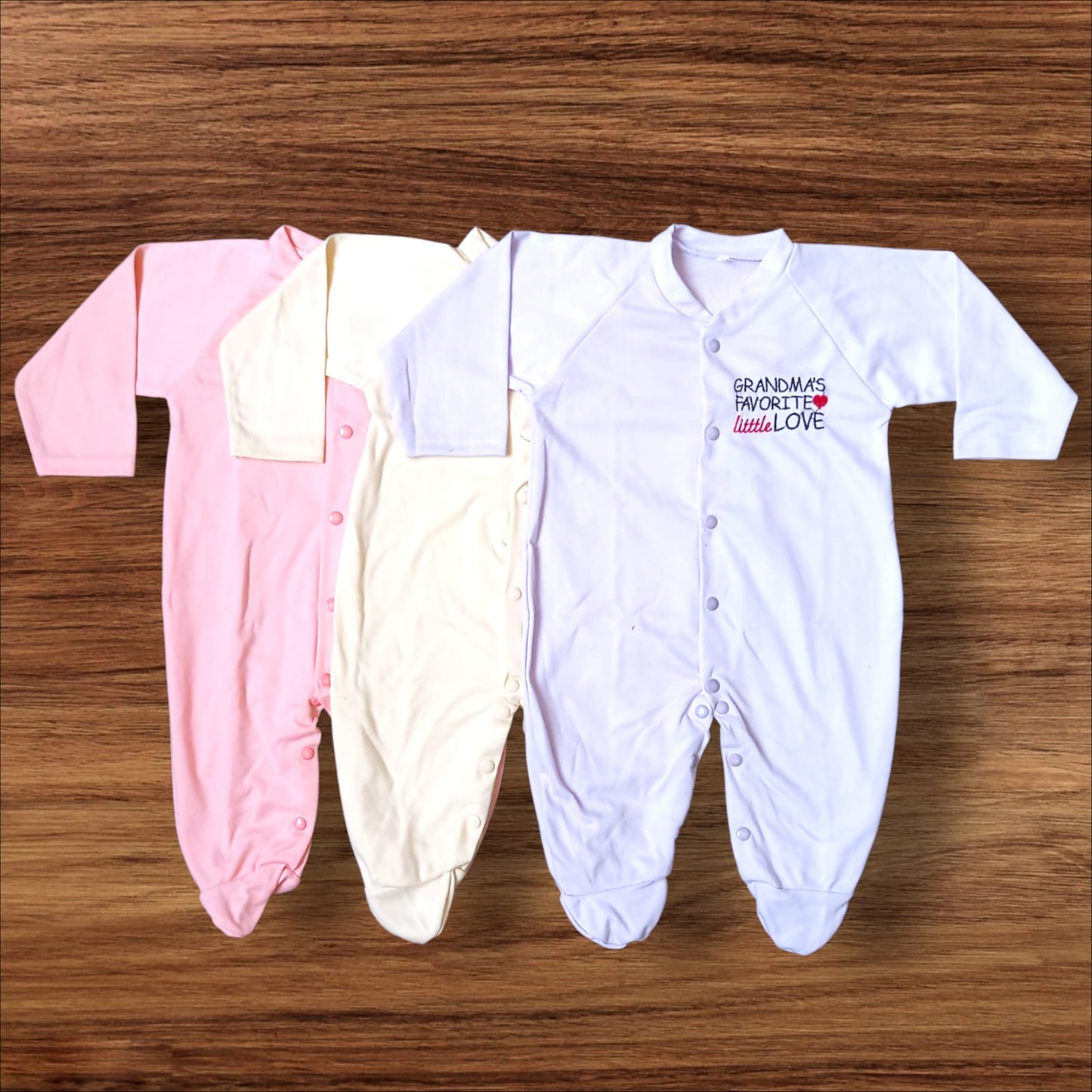Baby Footed Plain Rompers Pack of 3 (9 to 12 months)