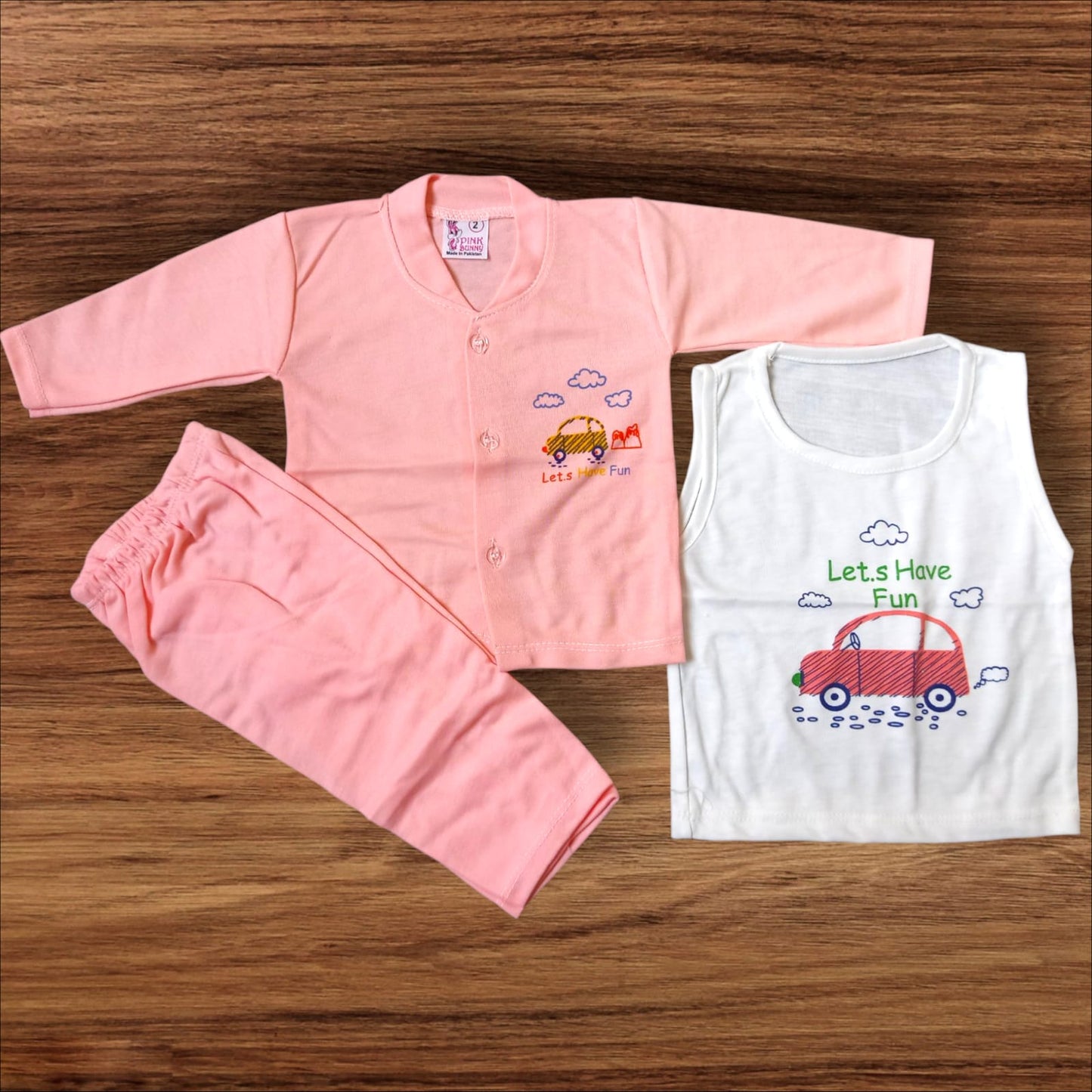 Baby Suit Lets Have Fun (1 to 6 Months) Pink **