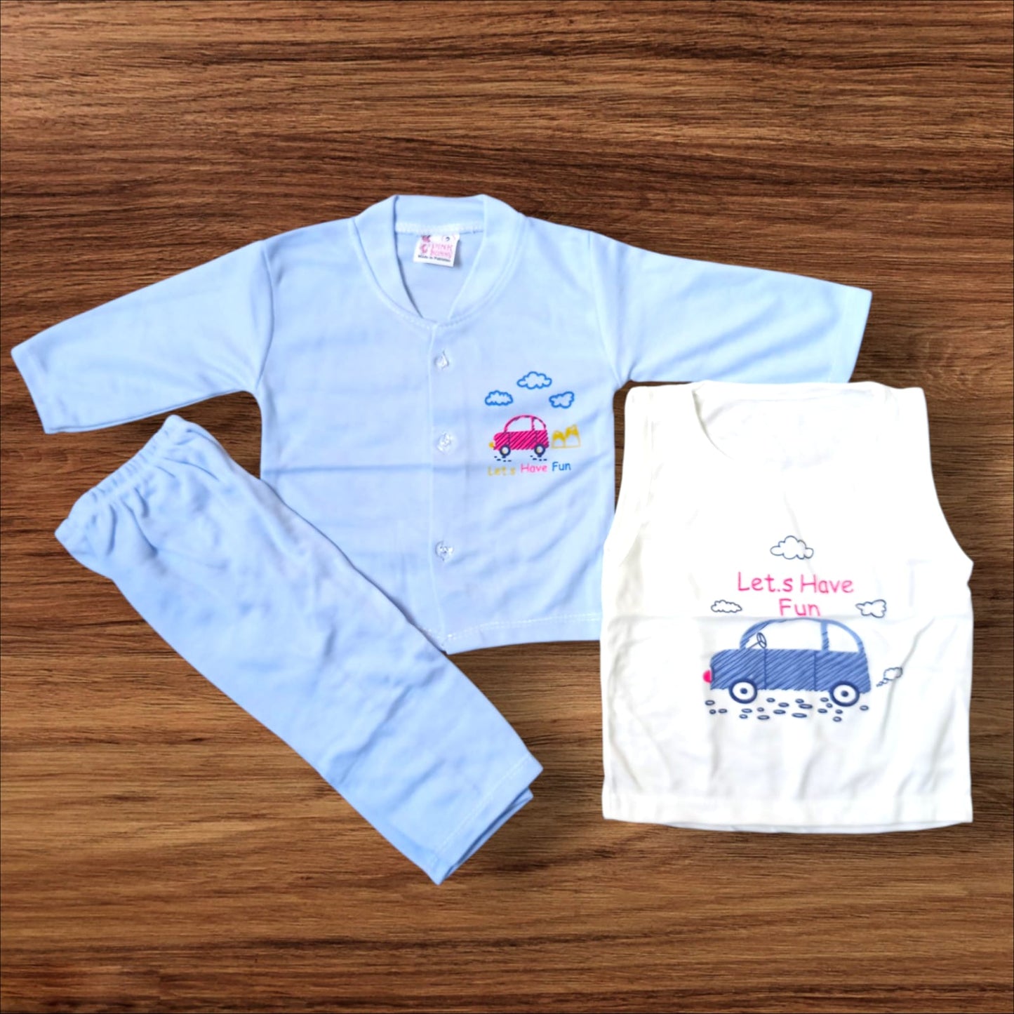 Baby Suit Lets Have Fun (1 to 6 Months) Blue*