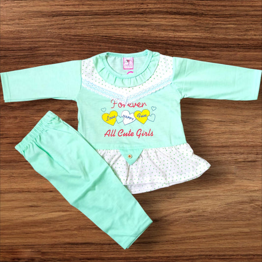 Baby Girl Frock Cute Girls (1 to 6 months) Green