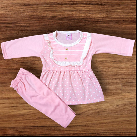 Baby Girl Frock Lining Dot (1 to 6 months) Pink