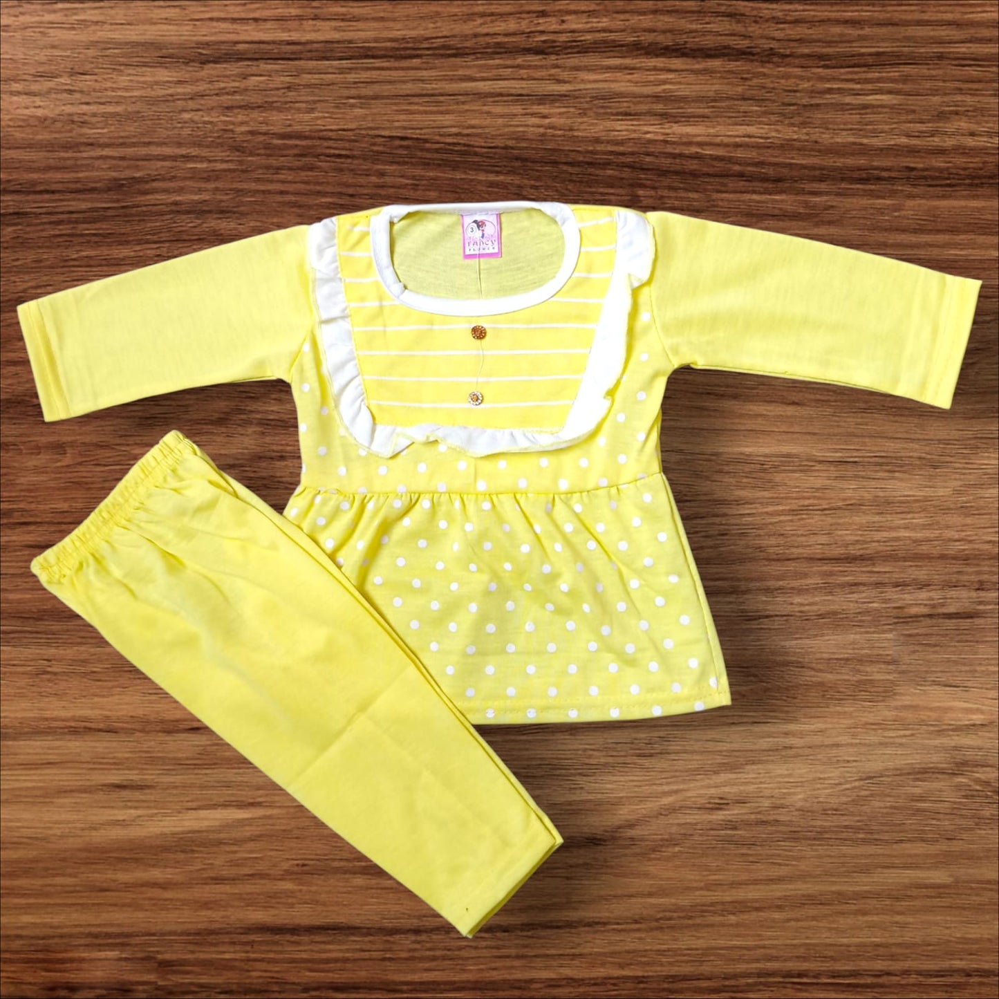 Baby Girl Frock Lining Dot (1 to 6 months) Yellow