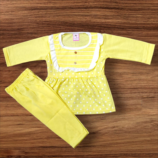 Baby Girl Frock Lining Dot (1 to 6 months) Yellow