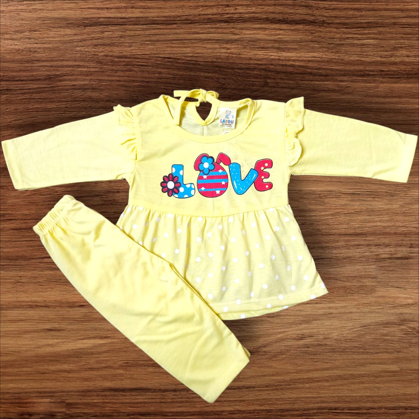 Baby Girl Frock Love (1 to 6 months) Yellow