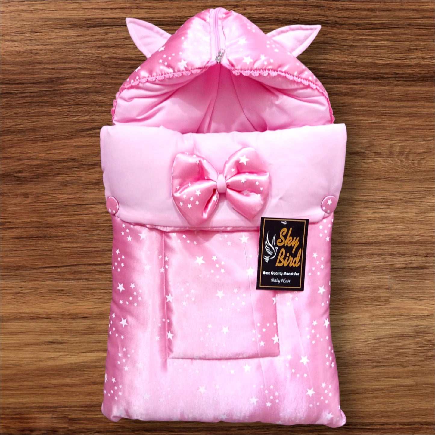 Baby Hooded Carry Nest Silk Pink