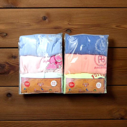 Baby Footless Plain Rompers Pack of 3 (6 to 9 months)