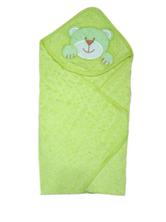 New Born Baby Hooded Wrapping Towel Coloured Dark Green*
