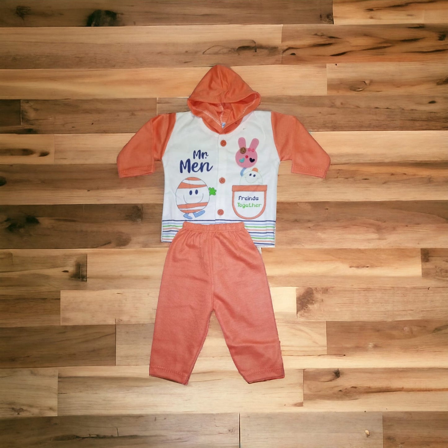 New Born Baby Suit Mr. Men Peach