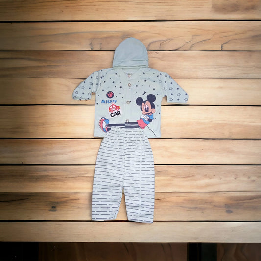 New Born Baby Suit Micky Car Green