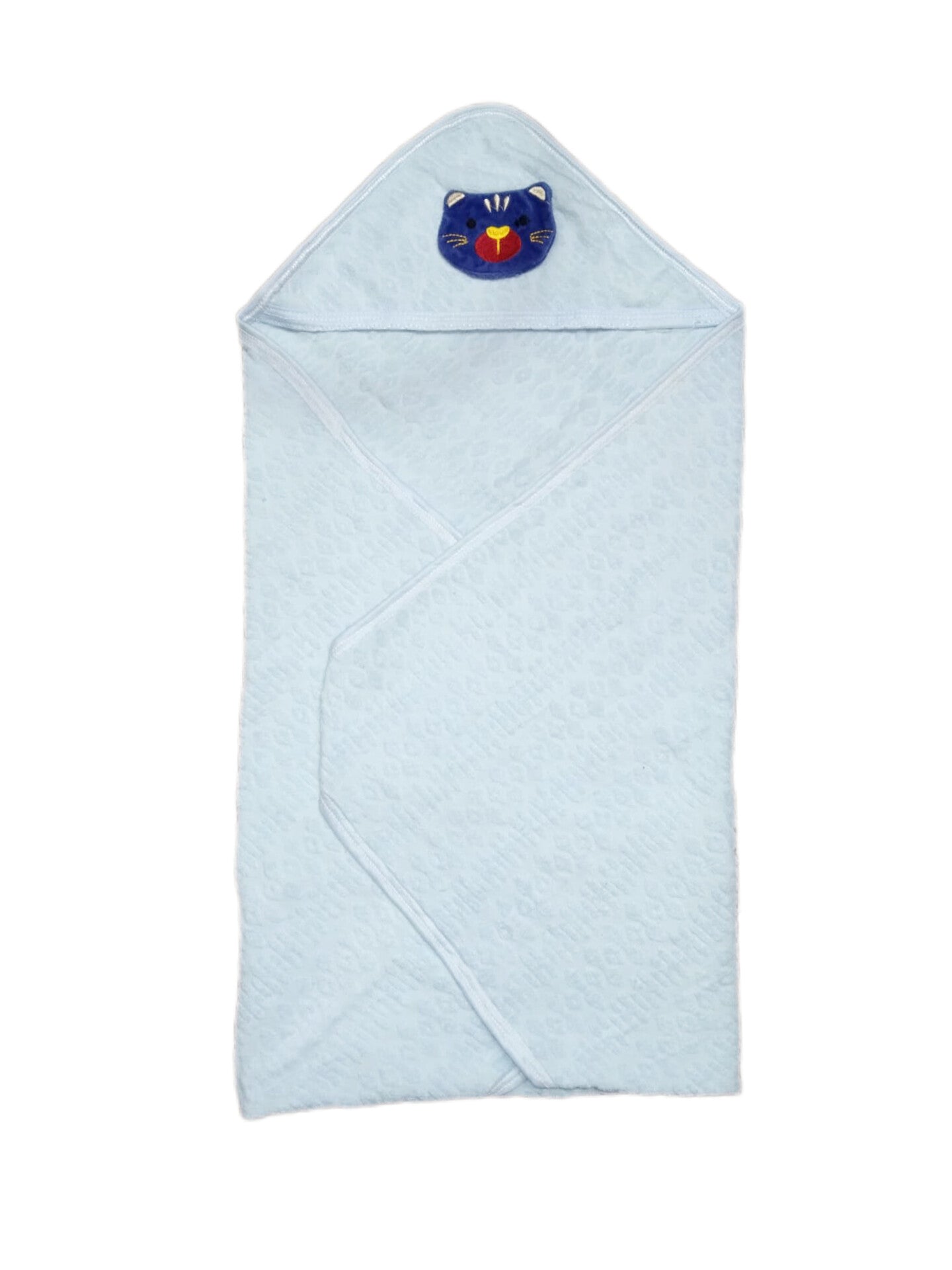 New Born Baby Hooded Wrapping Towel Coloured Light Blue