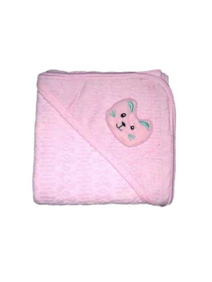 New Born Baby Hooded Wrapping Towel Coloured Pink