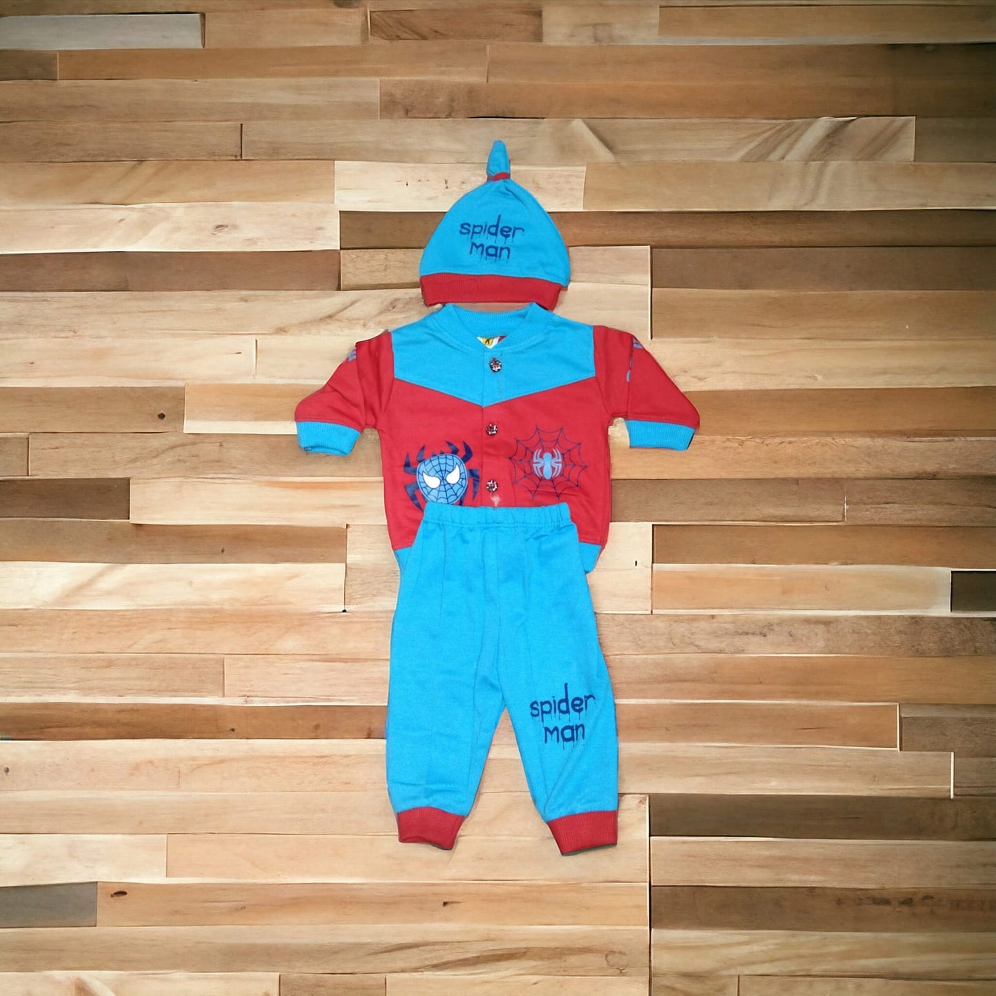 New Born Baby Suit Spider Blue