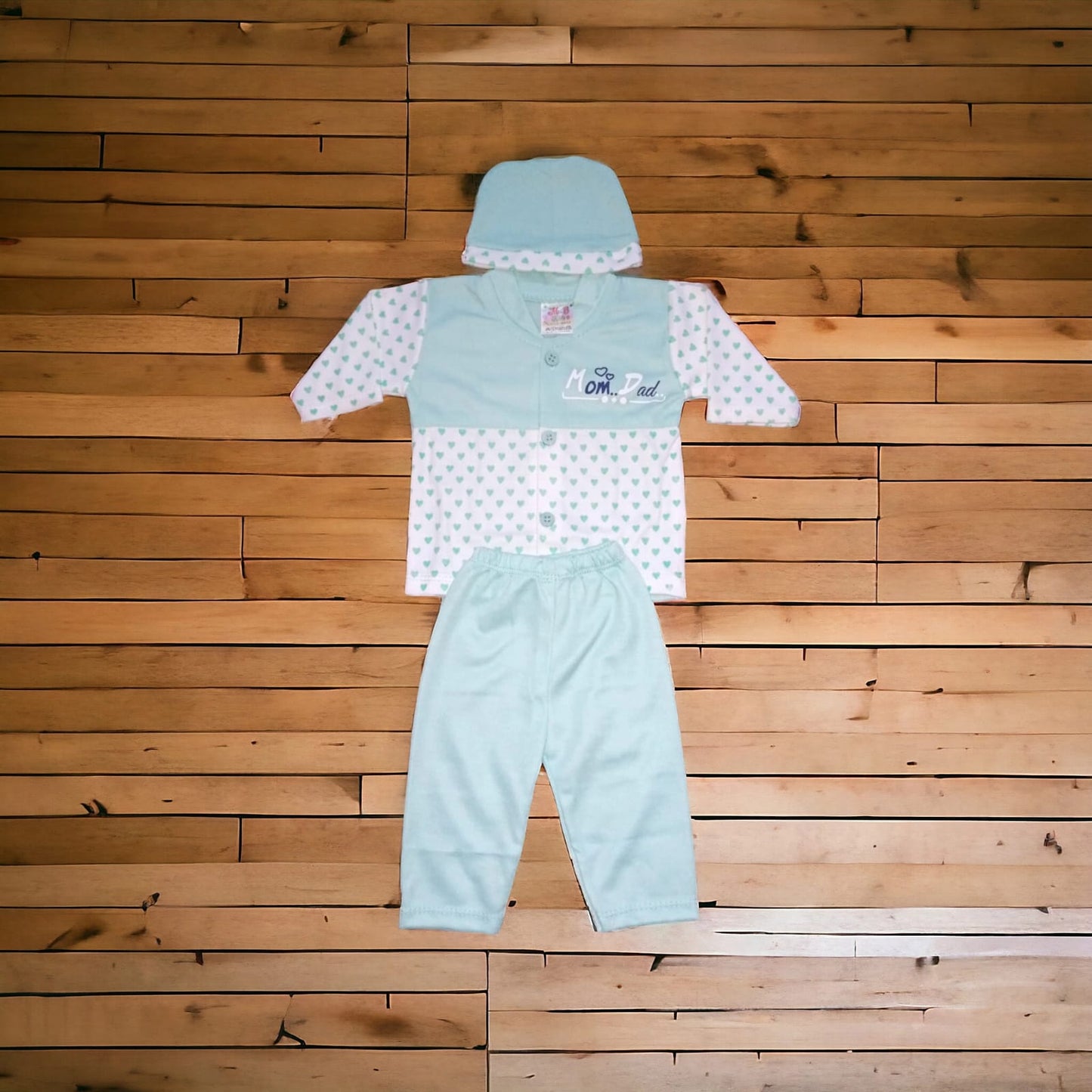 New Born Baby Suit Heart Mom Green