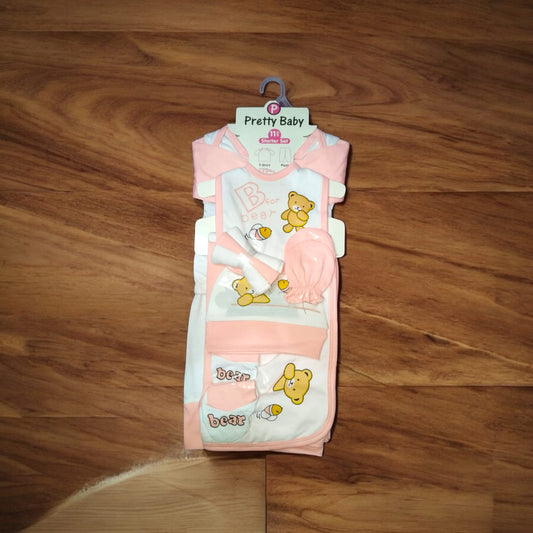 New Born Baby Starter Set Bear Pink