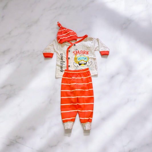 Newborn Baby Suit Shark Peach