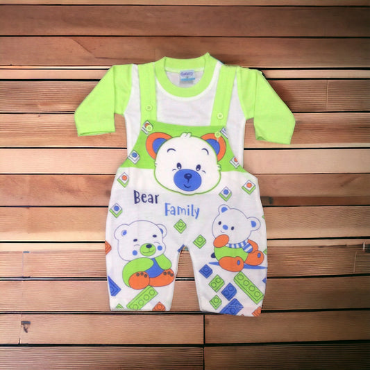 New Born Baby Romper Bear Green