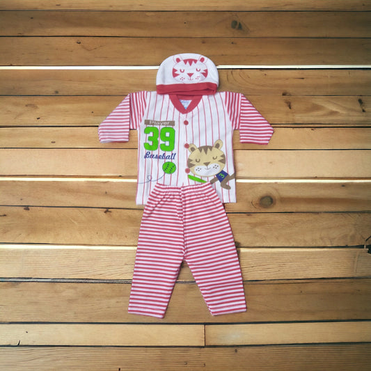 New Born Baby Suit Baseball Red