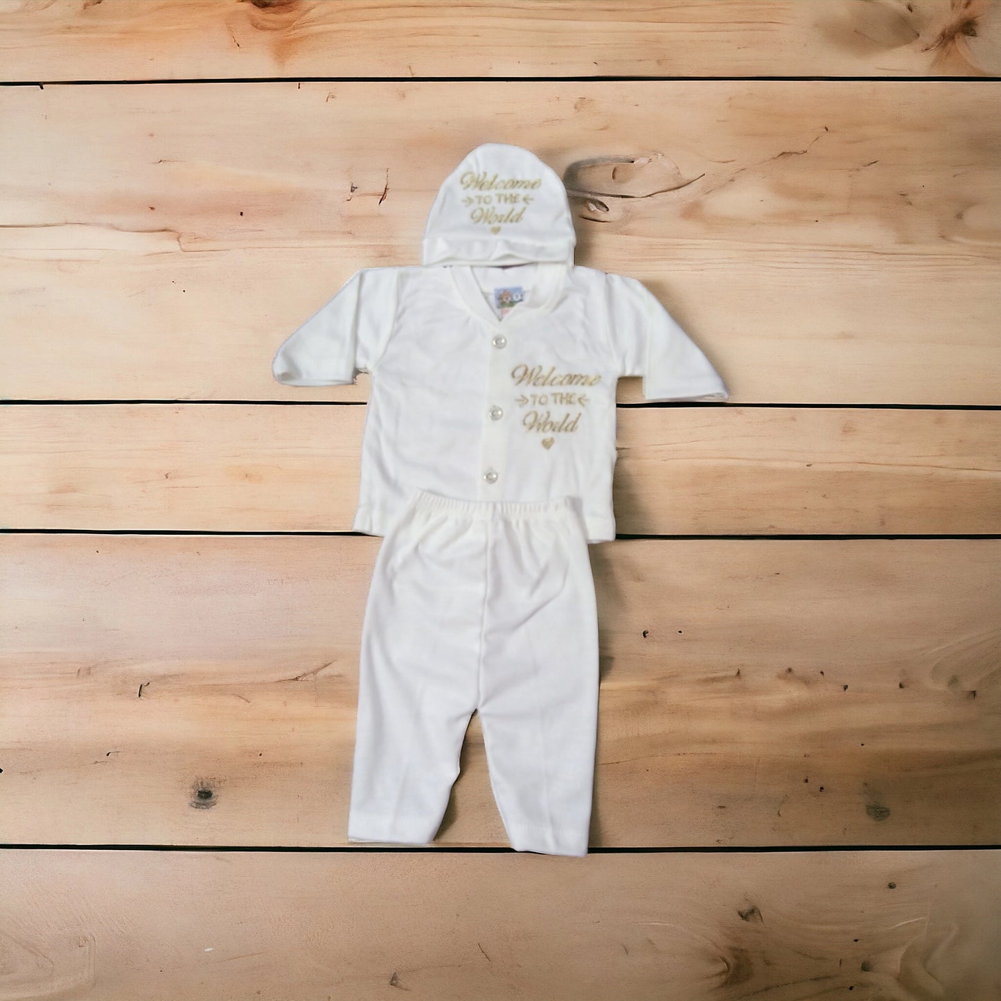 New Born Baby Suit Welcome White