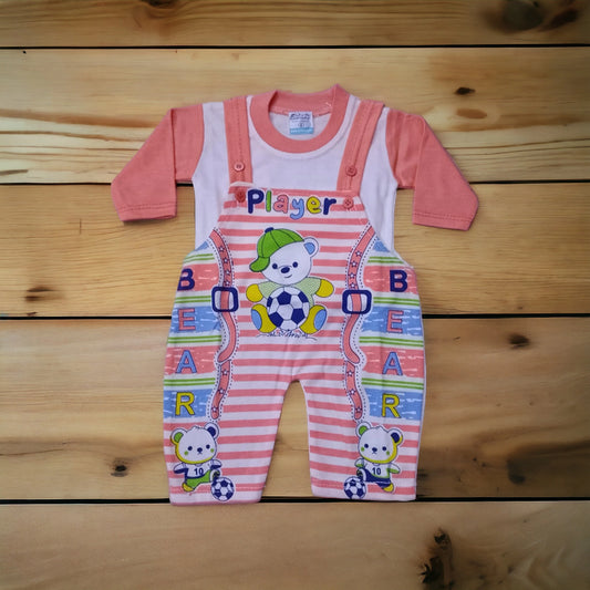 New Born Baby Romper Player Peach