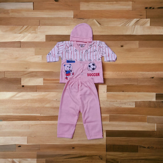 New Born Baby Suit Soccer Pink