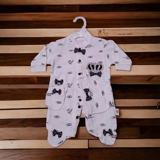 New Born Baby Romper Full Printed Black