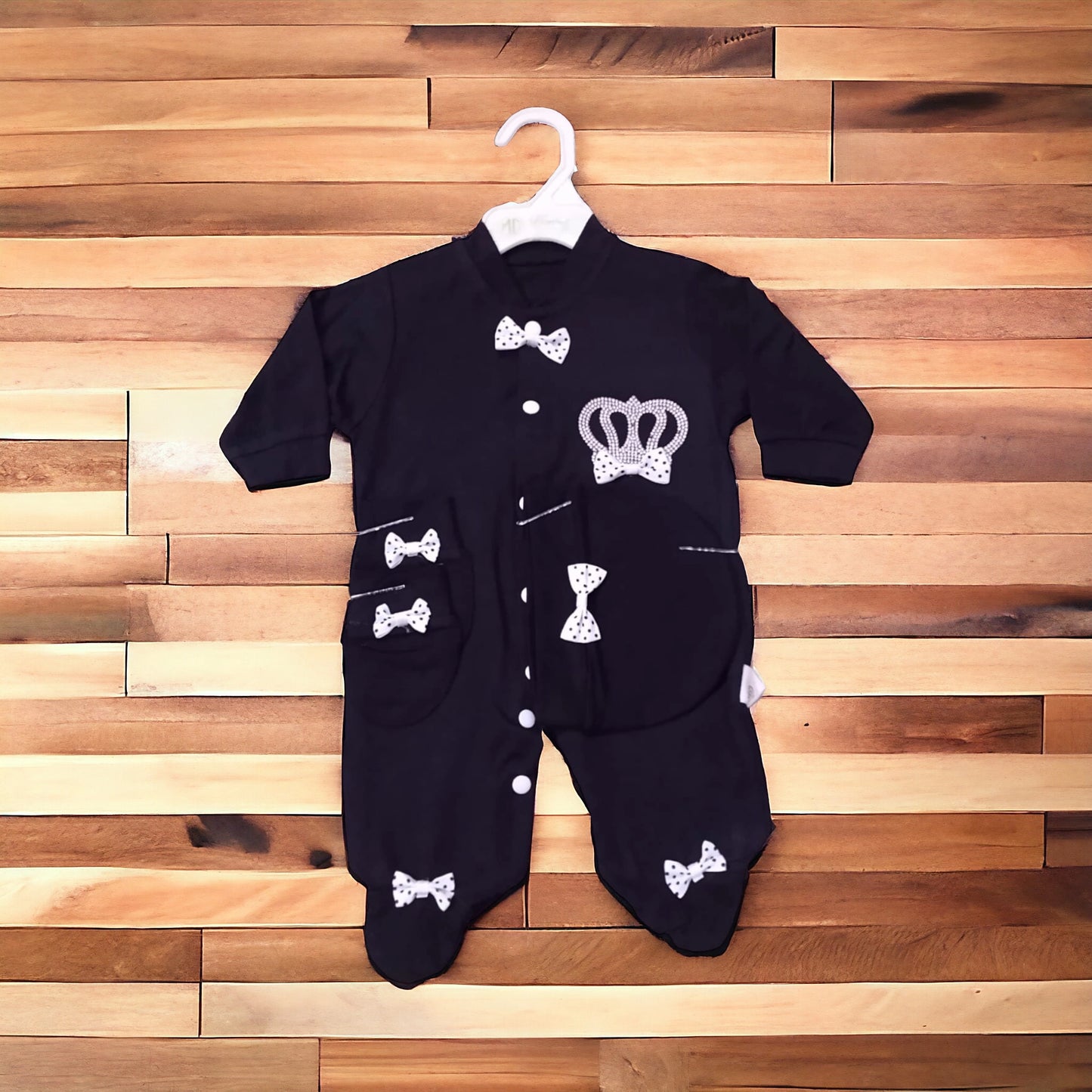 New Born Baby Romper Crown Black