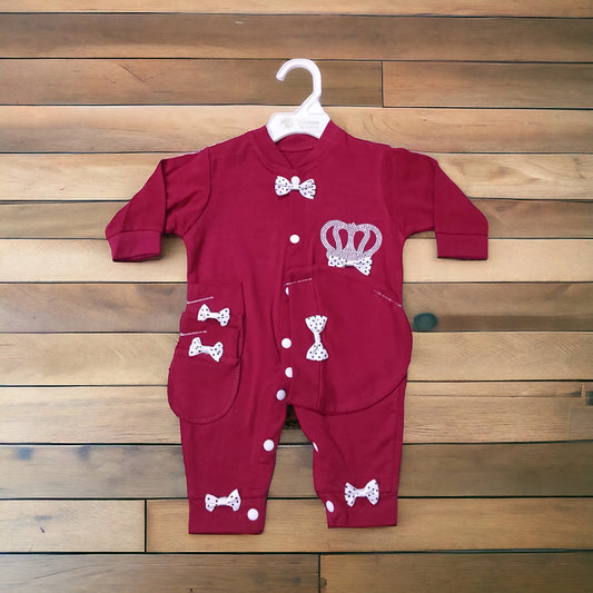 New Born Baby Romper Crown Maroon