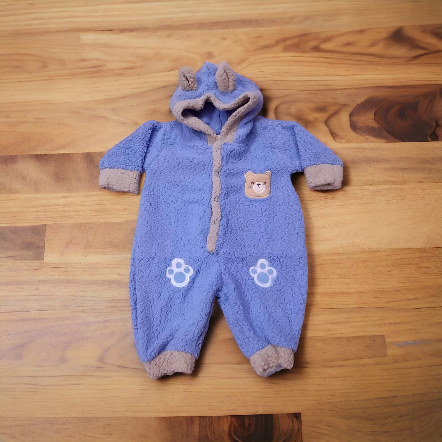 New Born Baby Fleece Romper Bear Blue