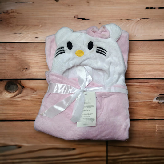 New Born Baby Character Winter Swaddle Kitty Pink