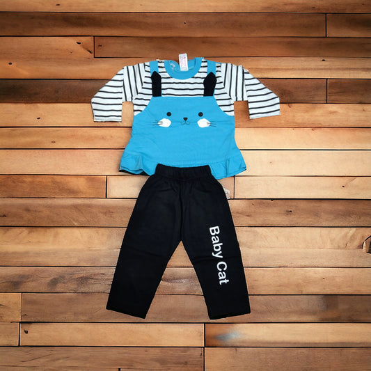 Baby Girl Suit Cat Blue ( 1 to 6 months)