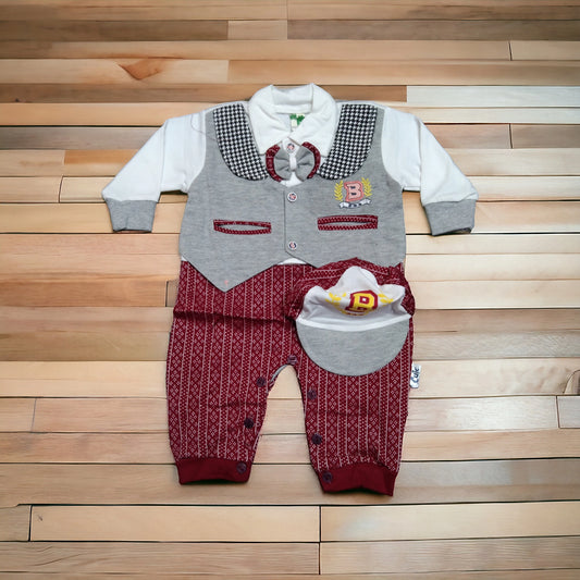 New Born Baby Romper B Maroon