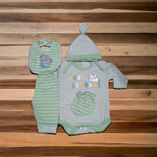 New Born Baby Romper Suit Elephant Green