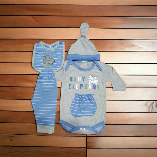 New Born Baby Romper Suit Elephant Blue