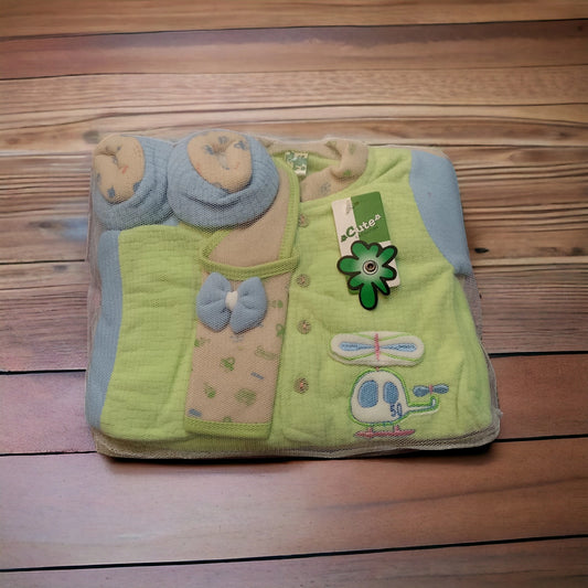 Newborn Baby Starter Set Aeroplane Green (Winter)