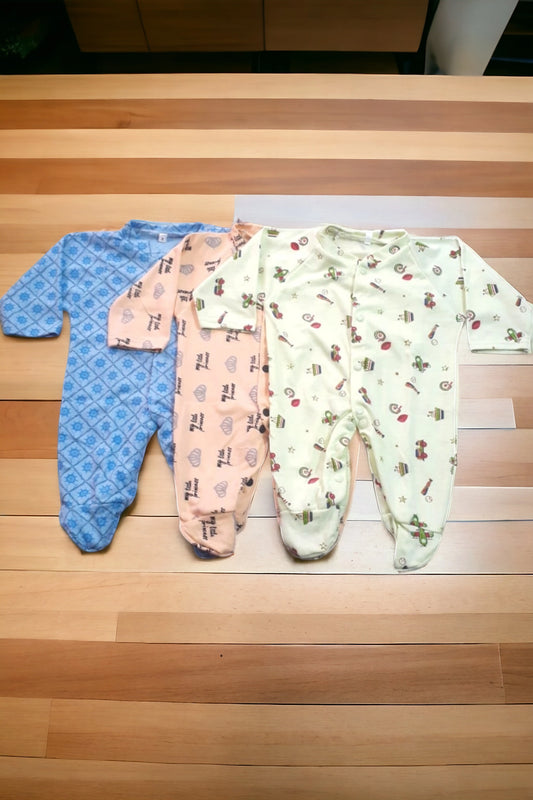 Baby Footed Rompers Pack of 3 (0 to 3 months)